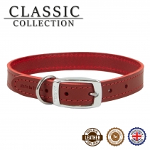 Classic Leather Collar Red 20-26cm Size 1