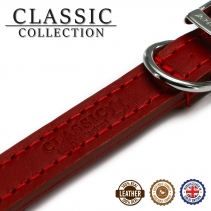 Classic Leather Collar Red 20-26cm Size 1