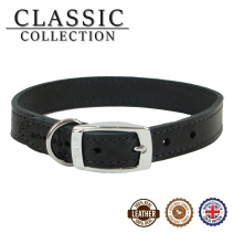 Classic Leather Collar Black 35-43cm Size 4