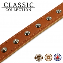 Leather Stud Collar Tan 20-26cm Size 1