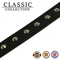 Leather Stud Collar Black 45-54cm Size 6