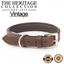 Vintage Leather Padded Collar 45-54cm Size 6