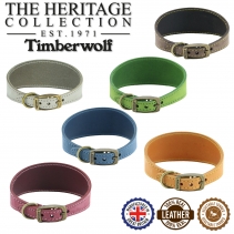 Timberwolf Whippet Leather Collar Green 30-34cm