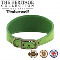 Timberwolf Whippet Leather Collar Green 30-34cm