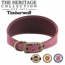 Timberwolf Whippet Leather Collar Raspberry30-34cm