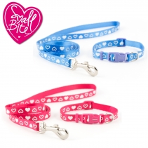 Small Bite Heart Collar Lead Set Raspberry