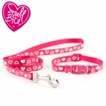 Small Bite Heart Collar Lead Set Raspberry