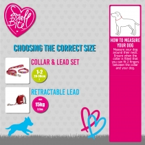 Small Bite Heart Collar Lead Set Raspberry