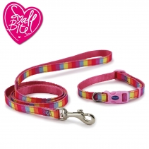 Small Bite Rainbow Collar Lead Set Pink