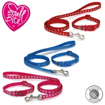 Small Bite Reflective Star Collar Lead Set Red