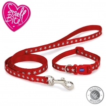 Small Bite Reflective Star Collar Lead Set Red