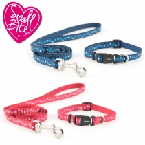 Small Bite Stars Collar Lead Set Red