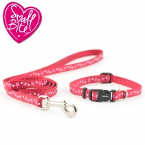 Small Bite Stars Collar Lead Set Red