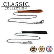 Leather Fine Chain Lead Tan 87cm