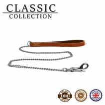 Leather Fine Chain Lead Tan 87cm