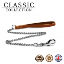 Leather Medium Chain Lead Tan 80cm