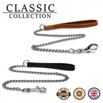 Leather Medium Chain Lead Black 80cm