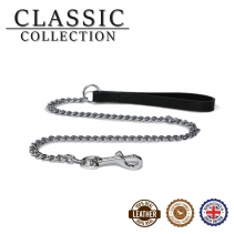 Leather Medium Chain Lead Black 80cm