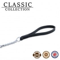 Leather Medium Chain Lead Black 80cm