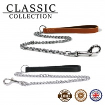 Leather Heavy Chain Lead Black 80cm