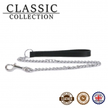 Leather Heavy Chain Lead Black 80cm