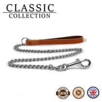 Leather Heavy Chain Lead Tan 90cm