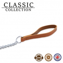 Leather Heavy Chain Lead Tan 90cm