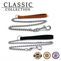 Leather Heavy Chain Lead Black 90cm