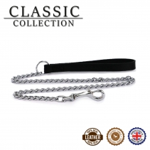 Leather Heavy Chain Lead Black 90cm