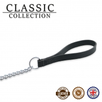 Leather Heavy Chain Lead Black 90cm