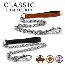 Leather Extra Heavy Chain Lead Tan 80cm