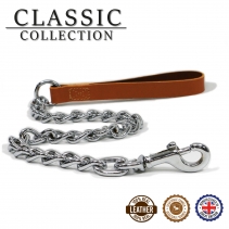 Leather Extra Heavy Chain Lead Tan 80cm