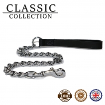 Leather Extra Heavy Chain Lead Black 80cm