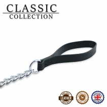 Leather Extra Heavy Chain Lead Black 80cm