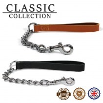 Leather Extra Heavy Chain Lead Tan 50cm