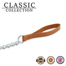 Leather Extra Heavy Chain Lead Tan 50cm