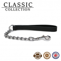 Leather Extra Heavy Chain Lead Black 50cm