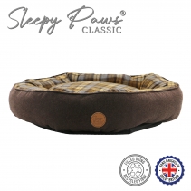 Brown And Blue Tartan Donut Bed 70cm