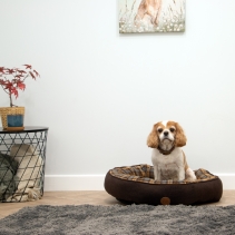 Brown And Blue Tartan Donut Bed 70cm