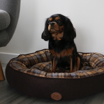 Brown And Blue Tartan Donut Bed 70cm