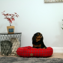 Red Tartan Donut Bed 70cm