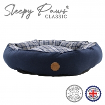 Blue and Grey Tartan Donut Bed 70cm