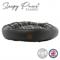 Black and Grey Tartan Donut Bed 70cm