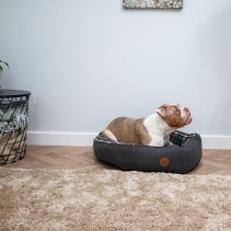 Black and Grey Tartan Donut Bed 70cm