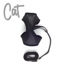 Soft Cat Harness and Lead Black M