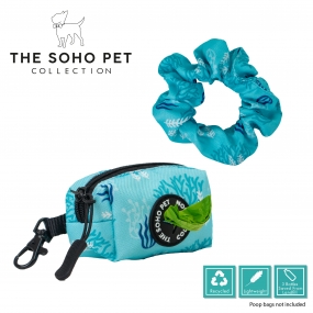 Coral Poop Bag and Scrunchie Set