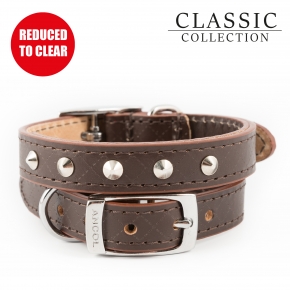 Diamond Stud Collar Brown XS