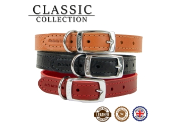 Classic Leather Collar Red 20-26cm Size 1