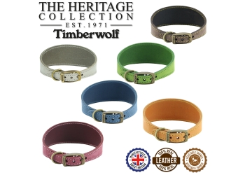 Timberwolf Whippet Leather Collar Green 30-34cm