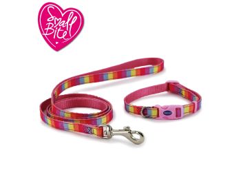 Small Bite Rainbow Collar Lead Set Pink